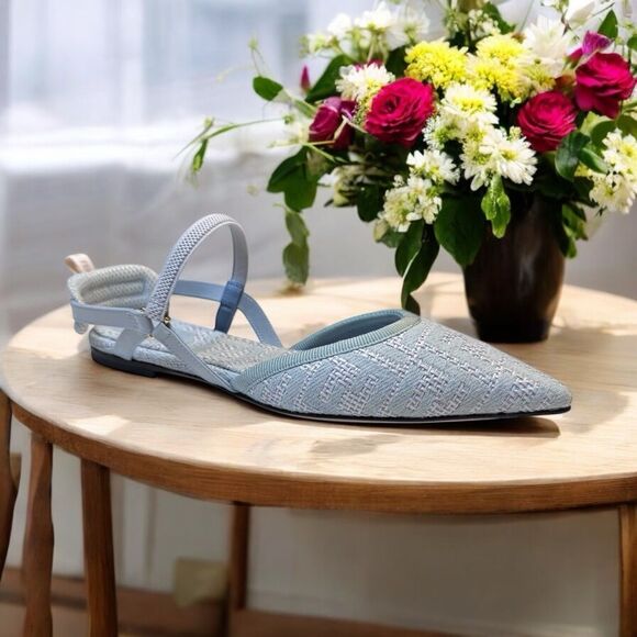 NWT Fendi Kitten Slingback Rafia Pointed Flats (7) - Picture 1 of 10